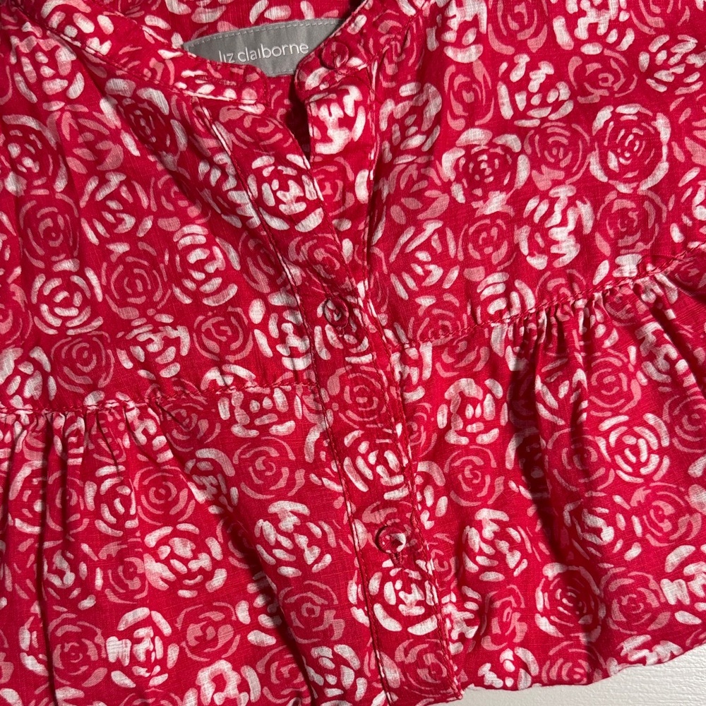 Floral Pink and White Blouse by Liz Claiborne Size Medium - Picture 9 of 12